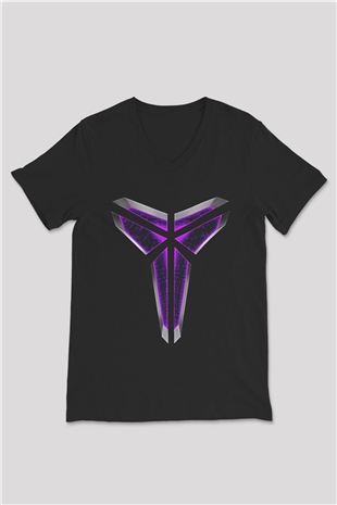 Black Mamba Baskılı Unisex Siyah V Yaka Tişört - Tshirt