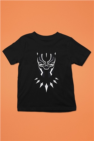 Black Panther Baskılı Siyah Unisex Çocuk Tişört