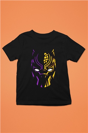 Black Panther Baskılı Siyah Unisex Çocuk Tişört