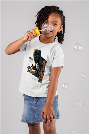 Black Panther Beyaz Unisex Çocuk Tişört
