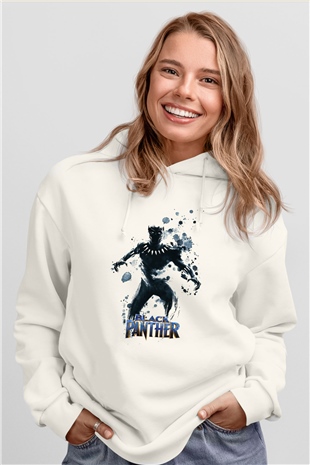 Black Panther Beyaz Unisex Hoodie