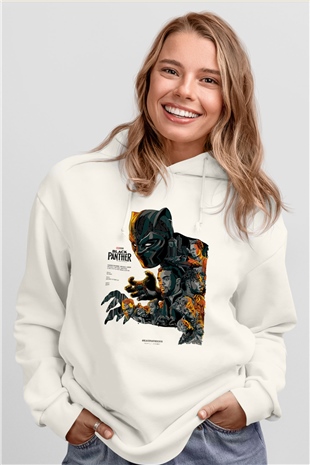 Black Panther Beyaz Unisex Hoodie