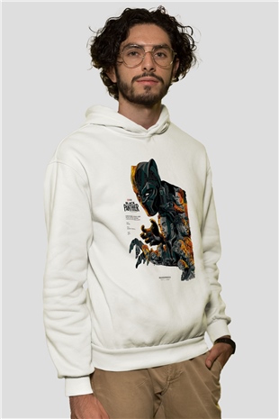 Black Panther Beyaz Unisex Hoodie