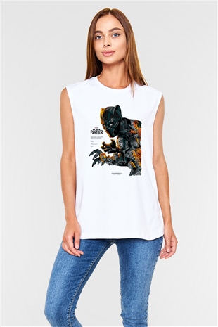 Black Panther Beyaz Unisex Kolsuz Tişört