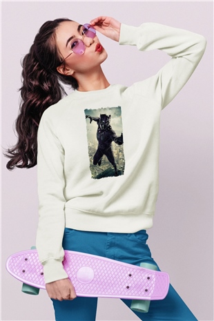 Black Panther Beyaz Unisex Sweatshirt