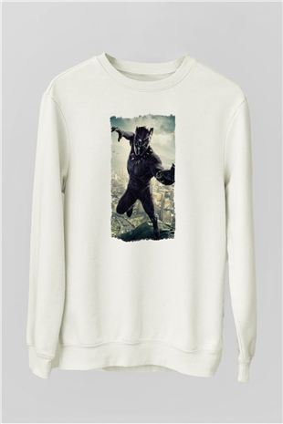 Black Panther Beyaz Unisex Sweatshirt