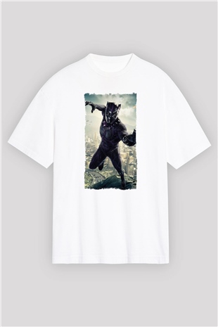 Black Panther Beyaz Oversize Tişört Oversize T-shirt