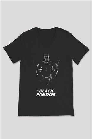 Black Panther Siyah Unisex V Yaka Tişört