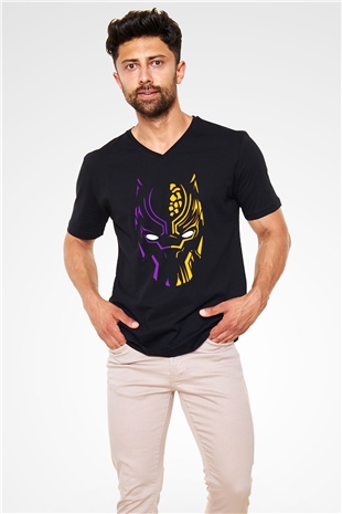 Black Panther Siyah Unisex V Yaka Tişört T-Shirt