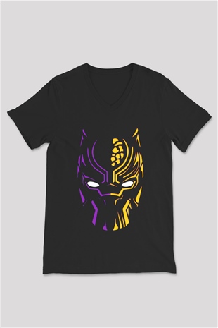 Black Panther Siyah Unisex V Yaka Tişört T-Shirt