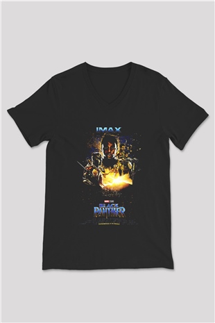 Black Panther Siyah Unisex V Yaka Tişört