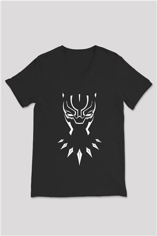 Black Panther Siyah Unisex V Yaka Tişört T-Shirt