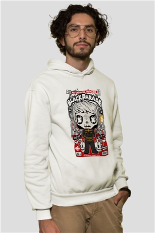 Black Parade Baskılı Unisex Beyaz Hoodie