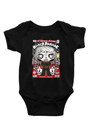 Black Parade Baskılı Unisex Siyah Bebek Body - Zıbın