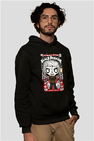 Black Parade Baskılı Unisex Siyah Hoodie