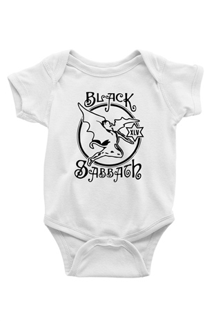 Black Sabbath Baskılı Beyaz Unisex Bebek Body - Zıbın