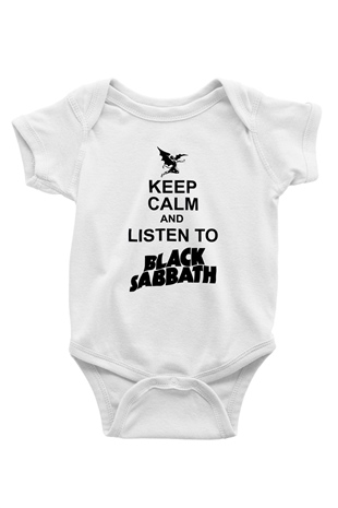Black Sabbath Baskılı Beyaz Unisex Bebek Body - Zıbın
