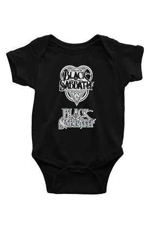 Black Sabbath Baskılı Siyah Bebek Body - Zıbın