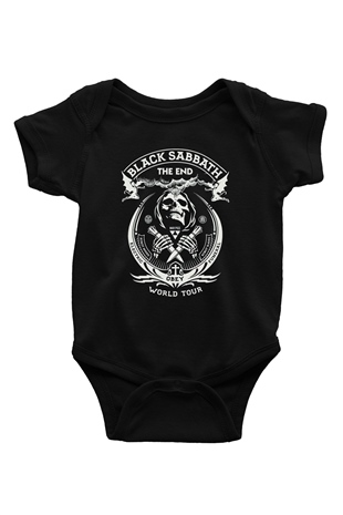 Black Sabbath Baskılı Siyah Bebek Body - Zıbın
