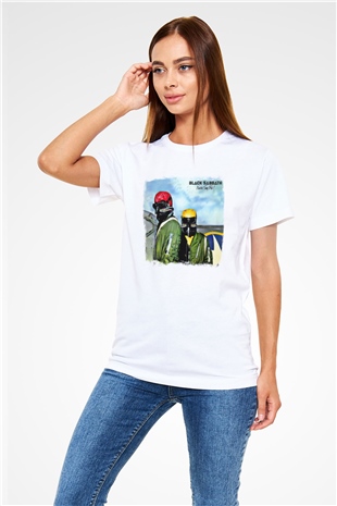 Black Sabbath Baskılı Unisex Beyaz Tişört