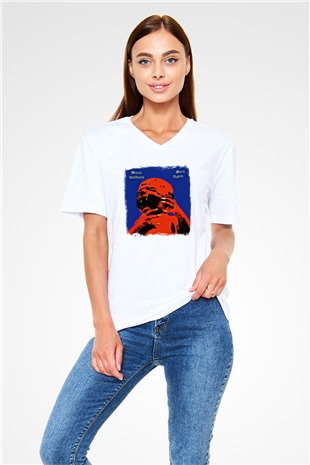 Black Sabbath Baskılı Unisex Beyaz V Yaka Tişört