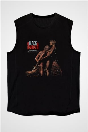 Black Sabbath Baskılı Unisex Siyah Kolsuz Tişört