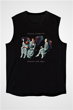 Black Sabbath Baskılı Unisex Siyah Kolsuz Tişört