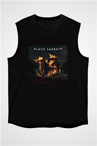 Black Sabbath Baskılı Unisex Siyah Kolsuz Tişört