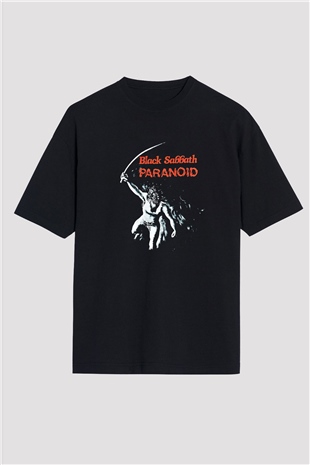 Black Sabbath Baskılı Unisex Siyah Oversize Tişört