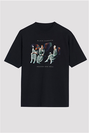 Black Sabbath Baskılı Unisex Siyah Oversize Tişört