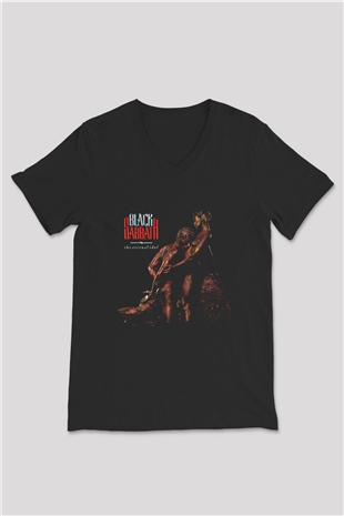 Black Sabbath Baskılı Unisex Siyah V Yaka Tişört