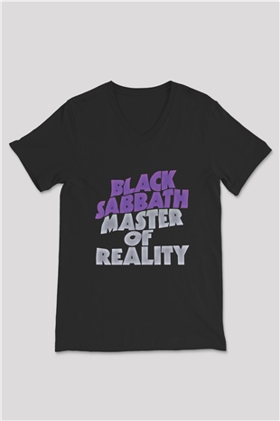 Black Sabbath Baskılı Unisex Siyah V Yaka Tişört