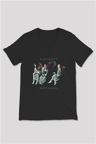 Black Sabbath Baskılı Unisex Siyah V Yaka Tişört