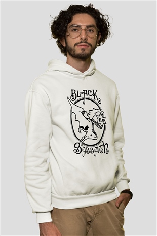 Black Sabbath Beyaz Unisex Kapşonlu Sweatshirt
