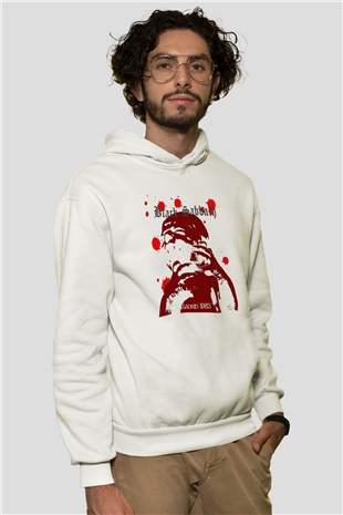 Black Sabbath Beyaz Unisex Kapşonlu Sweatshirt
