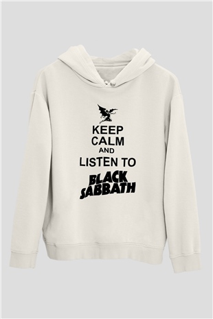 Black Sabbath Beyaz Unisex Kapşonlu Sweatshirt