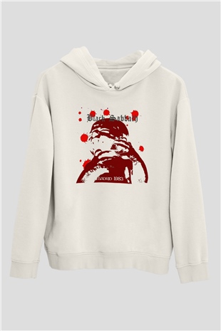 Black Sabbath Beyaz Unisex Kapşonlu Sweatshirt