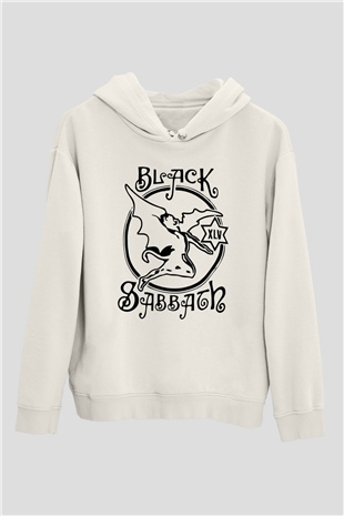 Black Sabbath Beyaz Unisex Kapşonlu Sweatshirt