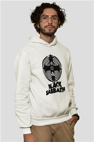 Black Sabbath Beyaz Unisex Kapüşonlu Sweatshirt