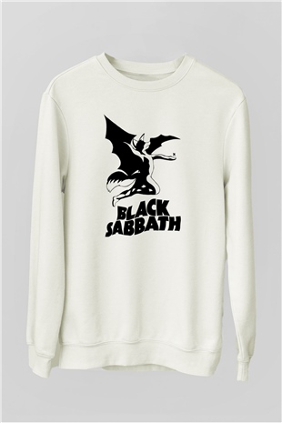 Black Sabbath Beyaz Unisex Sweatshirt
