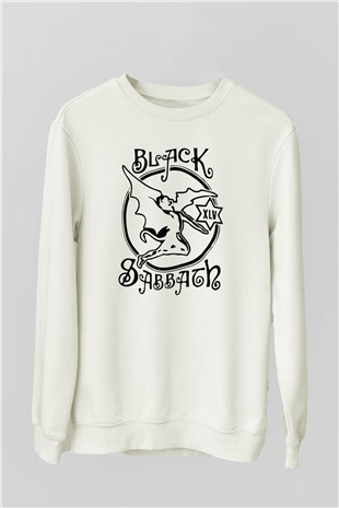 Black Sabbath Beyaz Unisex Sweatshirt