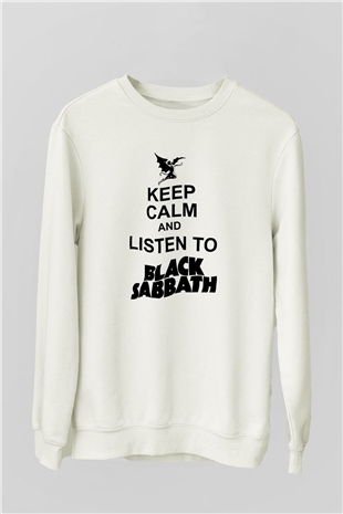 Black Sabbath Beyaz Unisex Sweatshirt