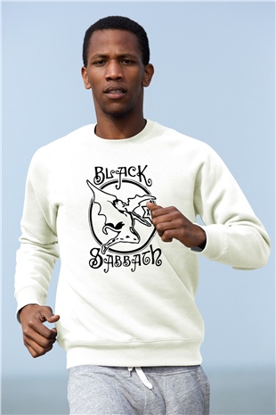 Black Sabbath Beyaz Unisex Sweatshirt