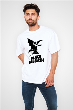 Black Sabbath Beyaz Oversize Tişört Oversize T-shirt - TişörtFabrikası