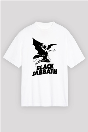 Black Sabbath Beyaz Oversize Tişört Oversize T-shirt - TişörtFabrikası