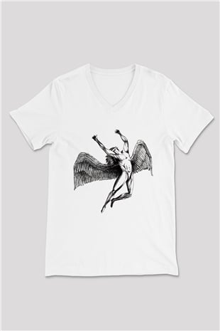 Black Sabbath Beyaz Unisex V Yaka Tişört