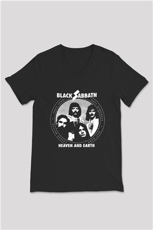 Black Sabbath Heaven And Earth Siyah Unisex V Yaka Tişört