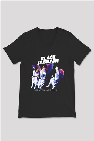 Black Sabbath Heaven And Hell Siyah Unisex V Yaka Tişört