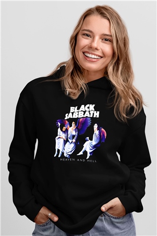 Black Sabbath Heaven And Hell Siyah Unisex Kapüşonlu Sweatshirt