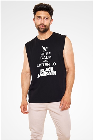 Black Sabbath Keep Calm And Listen To Black Sabbath Siyah Unisex Kolsuz Tişört